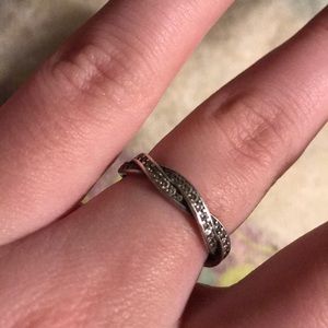 Silver Pandora Twist of Fate Stackable Ring CZ